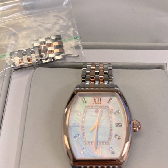 Michele ~ RELEVE MOP Diamond Dial Rose Gold/Two-Tone Stainless-Steel Watch - Picture 10 of 16